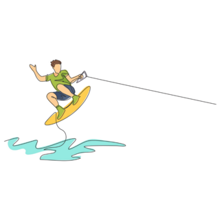 Wakeboarding Illustration Sticker