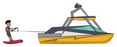 Wakeboarding With Boat Illustration Sticker