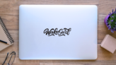 Wakesurf Lettering Sticker on a Laptop (New) example