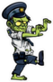 Walking Cartoon Zombie Policeman Sticker