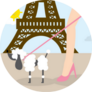Walking Dog In France illustration Sticker