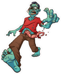 Walking Zombie Wearing Glasses Sticker