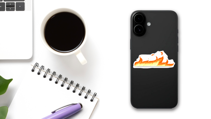 Wall of Flames Sticker on a Phone (New) example