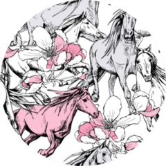 Wallpaper Floral Pattern With Horses Sticker