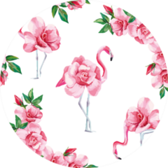 Wallpaper Tropic Pink Flamingo And Rose Flowers Sticker