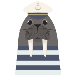 Walrus Captain With Sailor Sticker