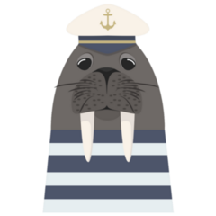 Walrus Captain With Sailor Sticker