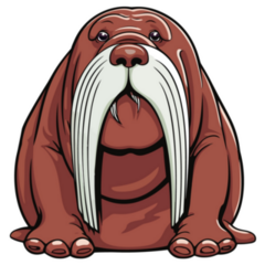 Walrus Cartoon Animal Sticker