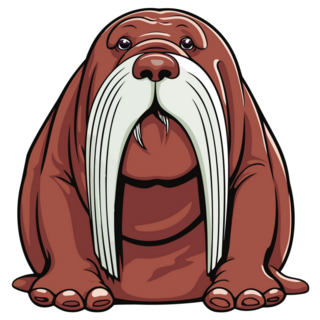 Walrus Cartoon Animal Sticker