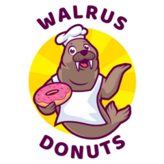 Walrus Donuts Cartoon Sticker