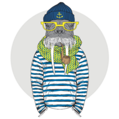 Walrus Hipster Sailor Illustration Sticker 