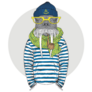 Walrus Hipster Sailor Illustration Sticker 