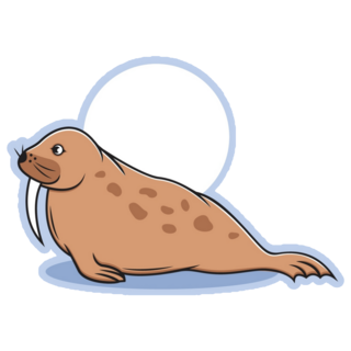 Walrus Illustration Moon Sticker