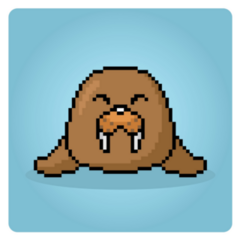 Walrus In 8 Bit Pixel Art Sticker