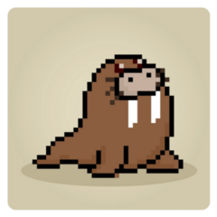 Walrus In 8 Bit Pixel Sticker