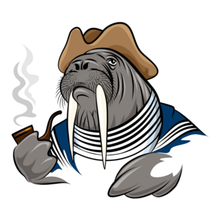 Walrus In Seamans Clothes Smoking Pipe Sticker