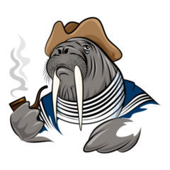Walrus In Seamans Clothes Smoking Pipe Sticker