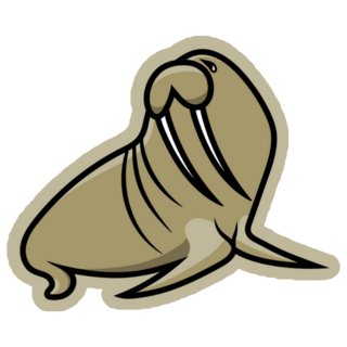 Walrus Logo On Brown Sticker