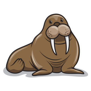 Walrus Standing Funny Cartoon Sticker