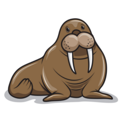 Walrus Standing Funny Cartoon Sticker