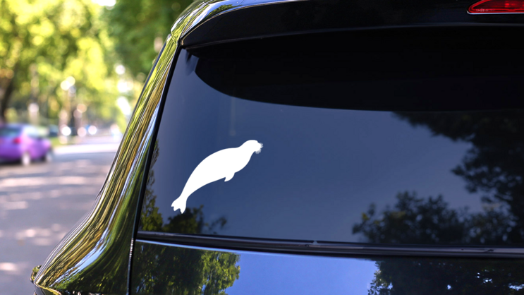 Walrus Swimming Sticker on a Rear Car Window (New) example