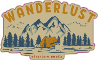 Wanderlust, Hand Draw Illustration Of Wild Mountain Landscape
