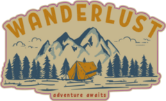 Wanderlust, Hand Draw Illustration Of Wild Mountain Landscape