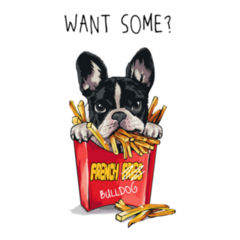 Want Some? French Bulldog French Fries Illustration Sticker