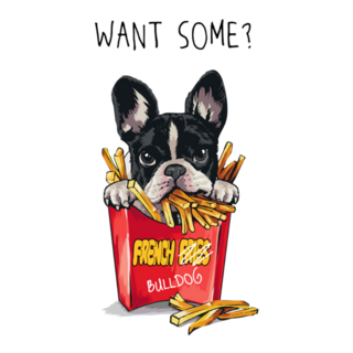 Want Some? French Bulldog French Fries Illustration Sticker