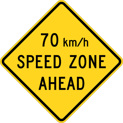 Warning 70 Km/H Speed Zone Ahead Sticker