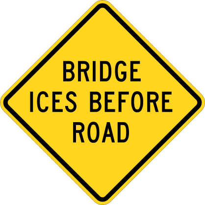 Warning Bridge Ices Before Road Sticker