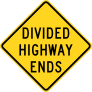 Warning Divided Highway Ends Sticker