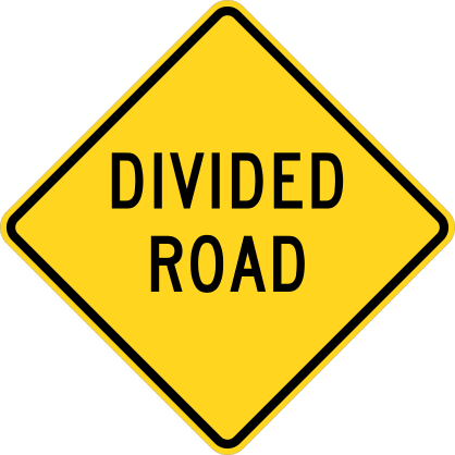 Warning Divided Road Sticker