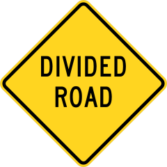 Warning Divided Road Sticker