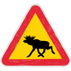 Warning For Moose Road Sign Sticker