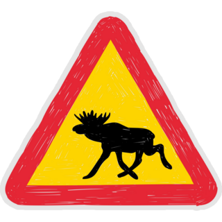 Warning For Moose Road Sign Sticker