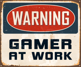 Warning Gamer At Work Sign Sticker