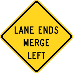 Warning Lane Ends Merge Left Sticker