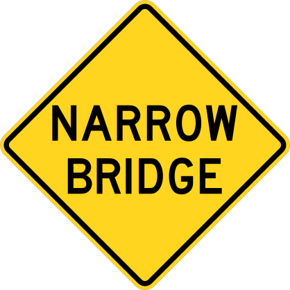 Warning Narrow Bridge Sticker