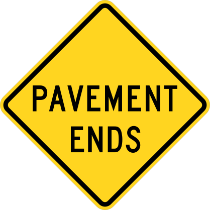 Warning Pavement Ends Sticker