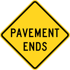 Warning Pavement Ends Sticker