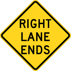 Warning Right Lane Ends Sticker