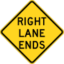 Warning Right Lane Ends Sticker