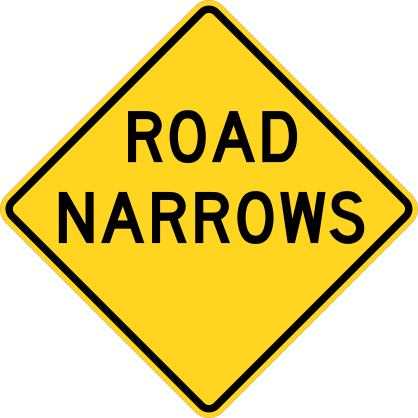 Warning Road Narrows Sticker