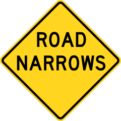 Warning Road Narrows Sticker