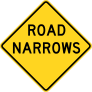 Warning Road Narrows Sticker
