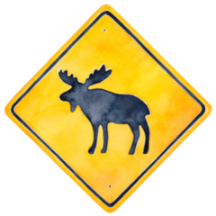 Warning Road Sign Illustration With Moose Vermont Sticker