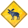 Warning Road Sign Illustration With Moose Vermont Sticker