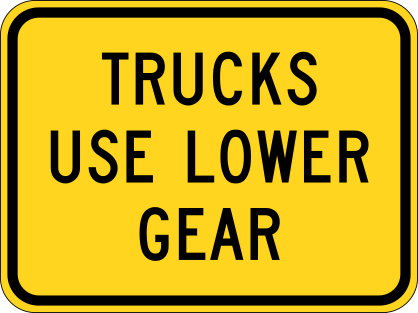 Warning Trucks Use Low Gear Sticker