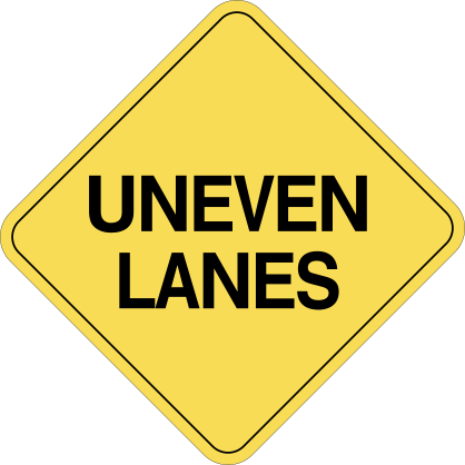 Warning Uneven Lanes Sticker